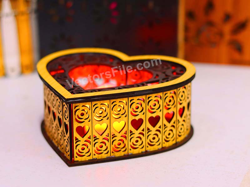 Laser Cut Heart Shaped Tealight Candle Holder