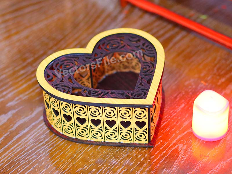 Laser Cut Heart Shaped Tealight Candle Holder