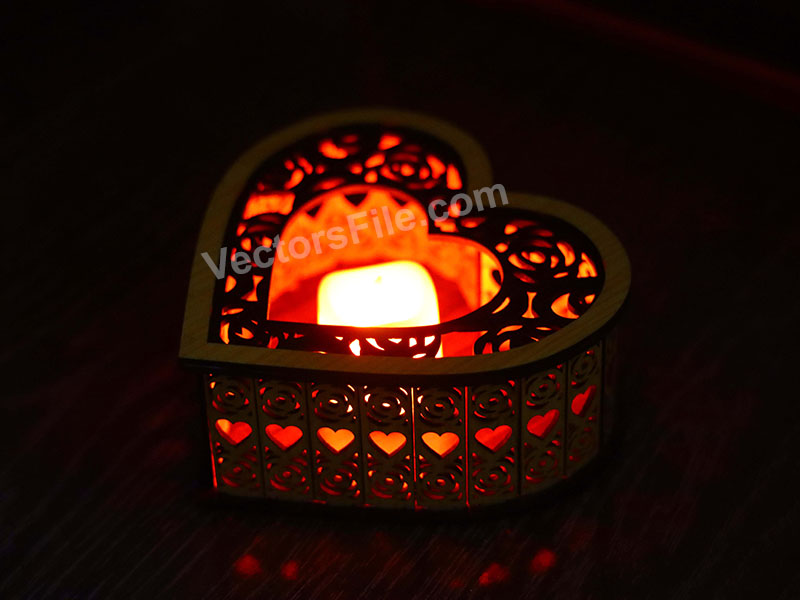 Laser Cut Heart Shaped Tealight Candle Holder