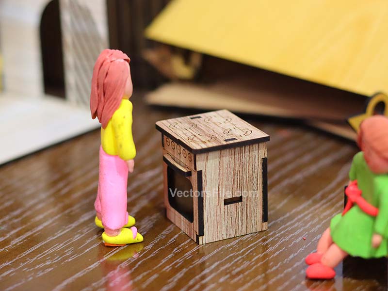 Laser Cut Miniature Dollhouse Stove Toy Model