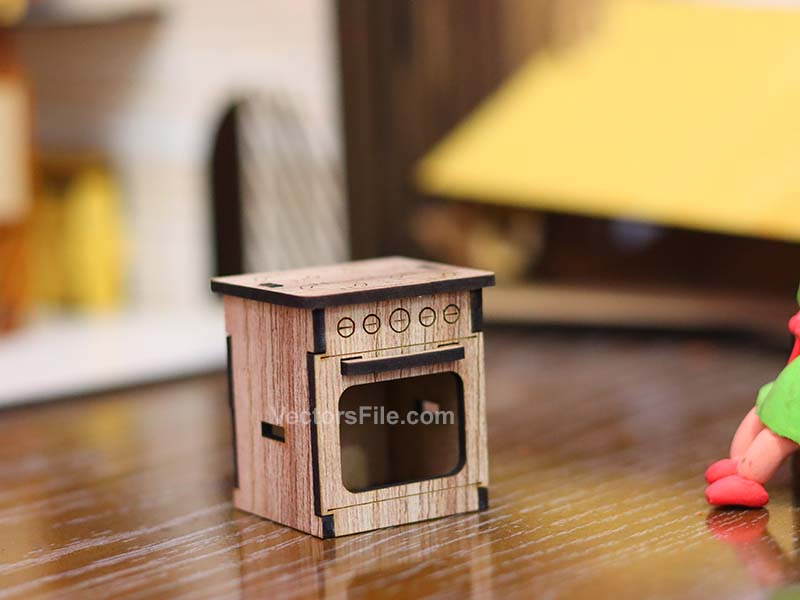 Laser Cut Miniature Dollhouse Stove Toy Model