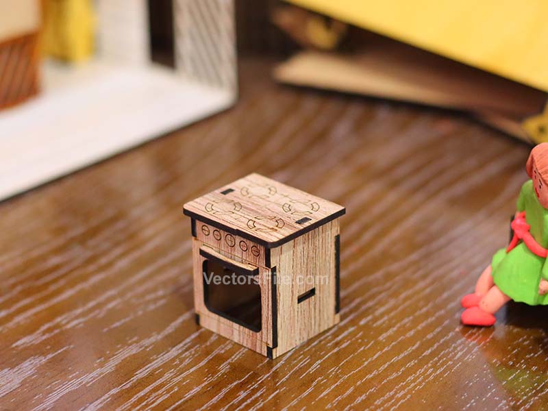 Laser Cut Miniature Dollhouse Stove Toy Model