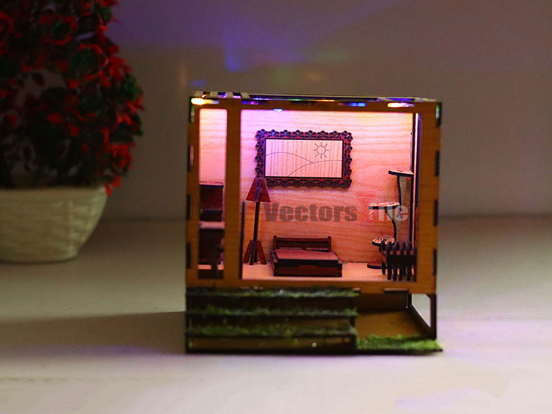 Laser Cut DIY Miniature Dollhouse with Furniture Toy Model Kit