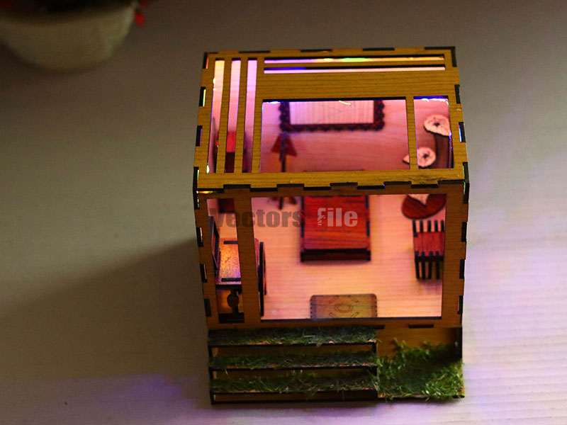 Laser Cut DIY Miniature Dollhouse with Furniture Toy Model Kit