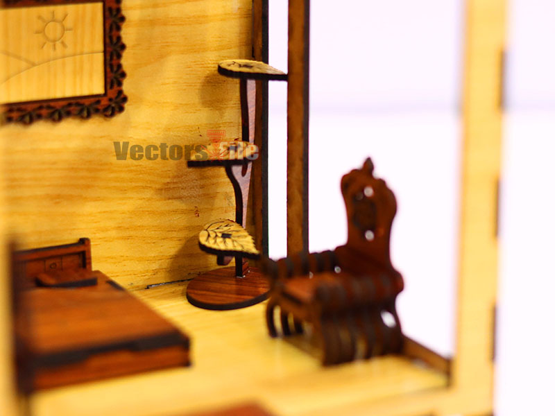 Laser Cut DIY Miniature Dollhouse with Furniture Toy Model Kit