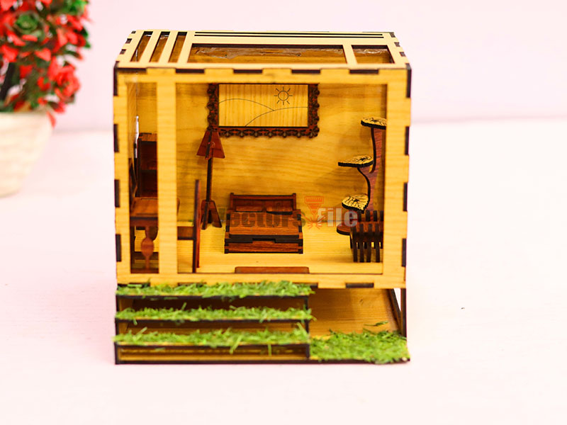 Laser Cut DIY Miniature Dollhouse with Furniture Toy Model Kit