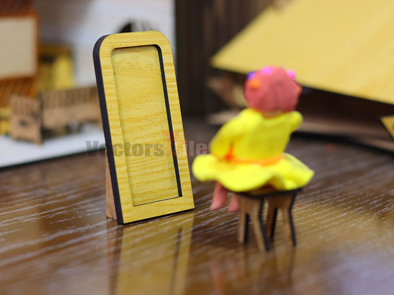 Laser Cut Mirror Frame Dollhouse Miniature Furniture