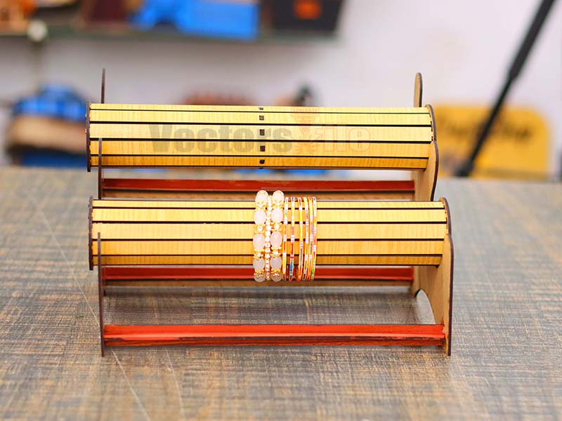 Laser Cut Wooden 2 Tier Bangle Bracelet Display Stand