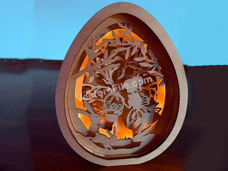 Laser Cut Layered Bunny Egg Decorating Easter Lamp Design