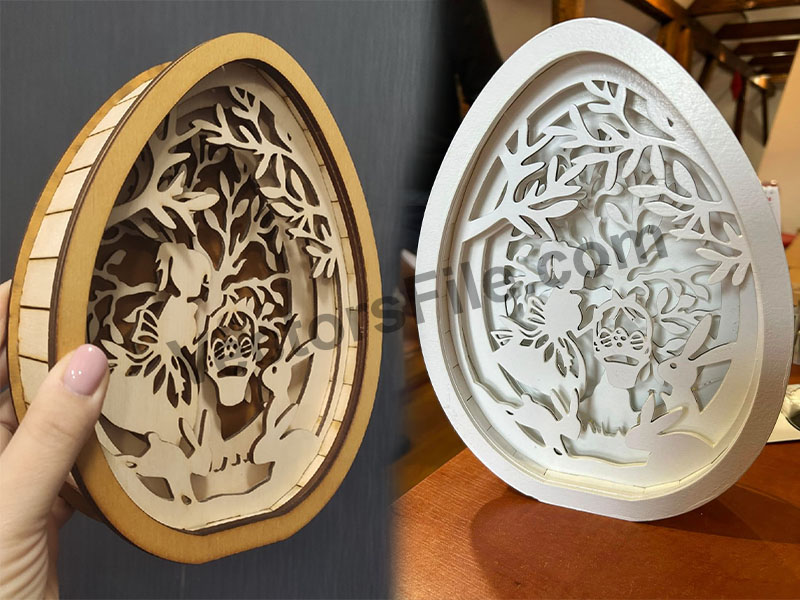 Laser Cut Layered Bunny Egg Decorating Easter Lamp Design