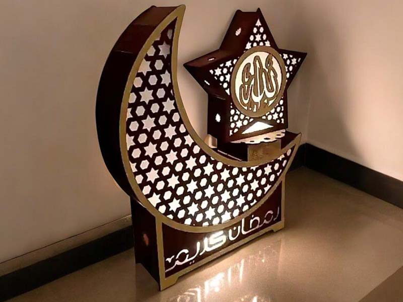 Laser Cut Ramadan Lantern Crescent Moon Lamp Design