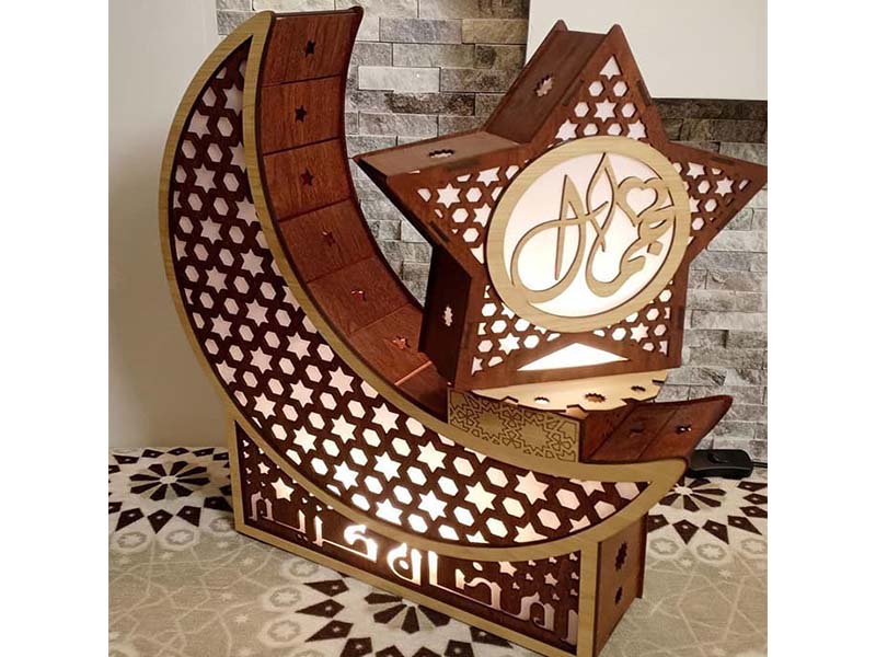 Laser Cut Ramadan Lantern Crescent Moon Lamp Design