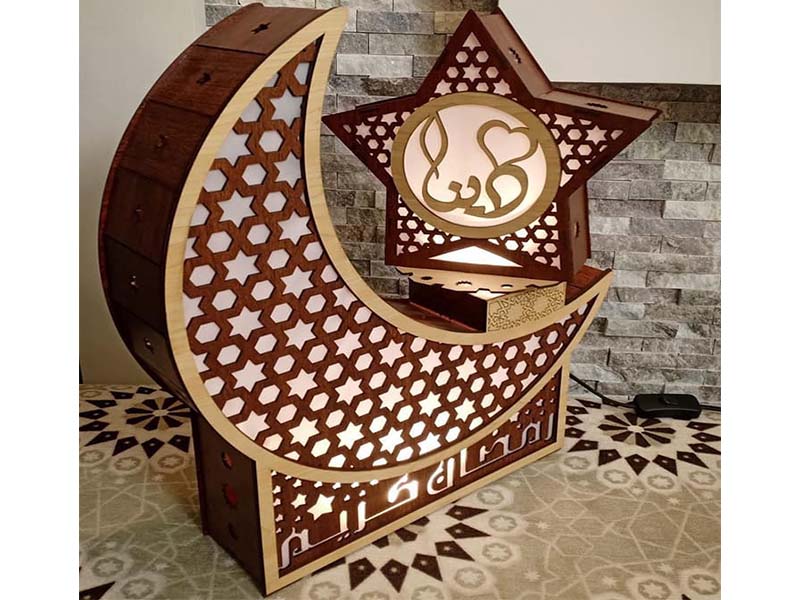 Laser Cut Ramadan Lantern Crescent Moon Lamp Design