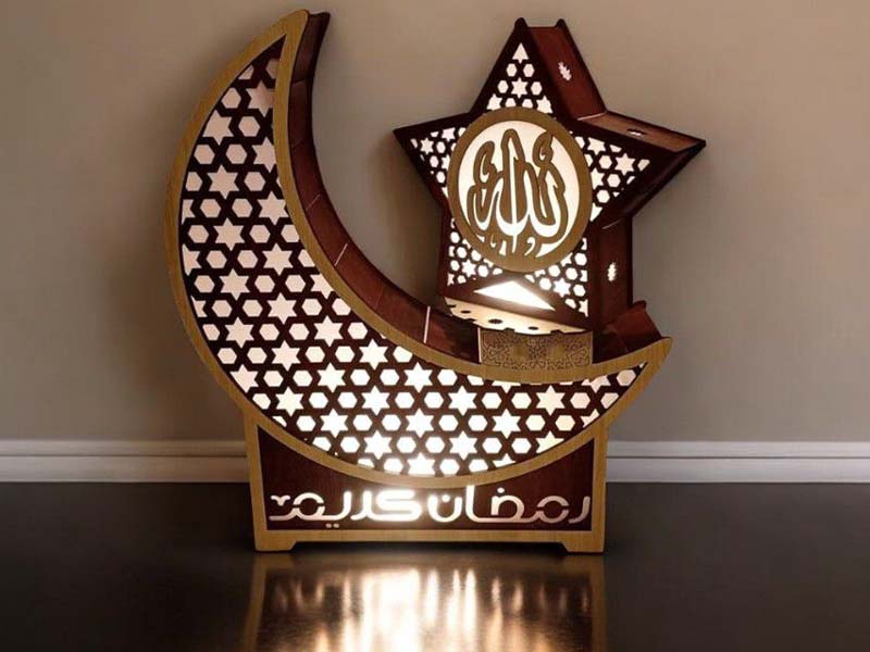 Laser Cut Ramadan Lantern Crescent Moon Lamp Design