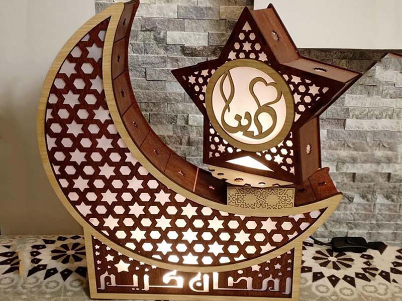 Laser Cut Ramadan Lantern Crescent Moon Lamp Design