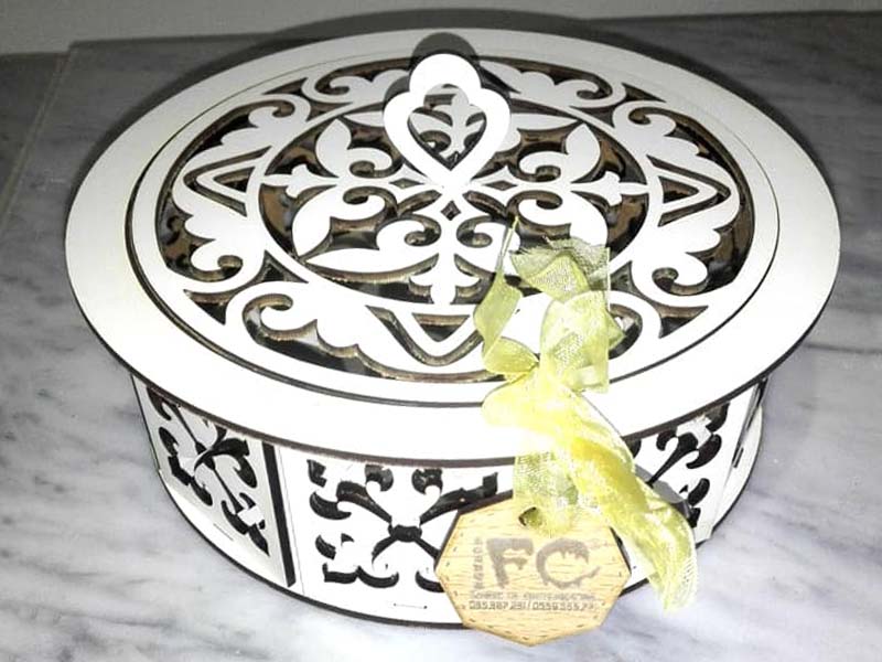 Laser Cut Round Gift Box Design Wooden Box Template