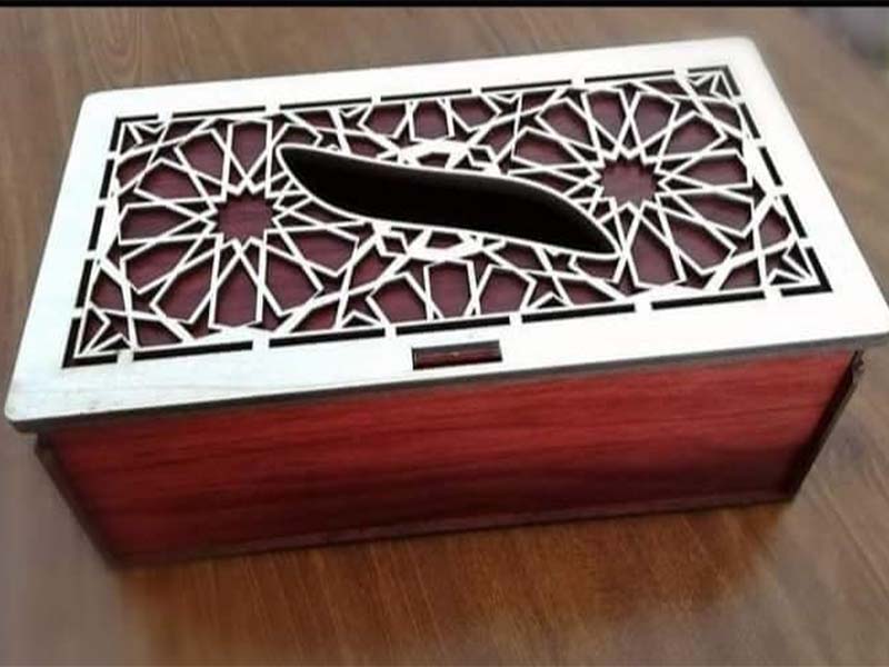 Laser Cut Decorative Tissue Box with Grill Pattern Design