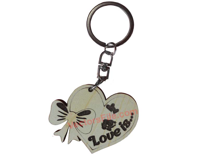 Laser Cut Heart Shape Keychain Template Keyring Design