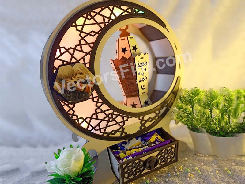 Laser Cut Beautiful Ramadan Kareem Lantern with Drawer