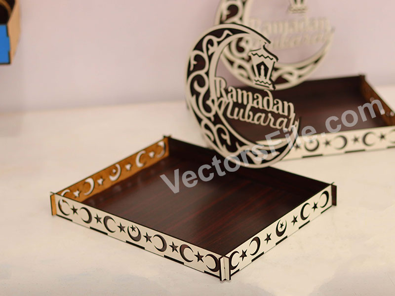 Laser Cut Ramadan Mubarak Serving Gift Tray Design