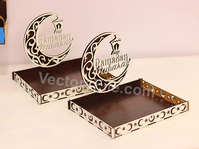 Laser Cut Ramadan Mubarak Serving Gift Tray Design