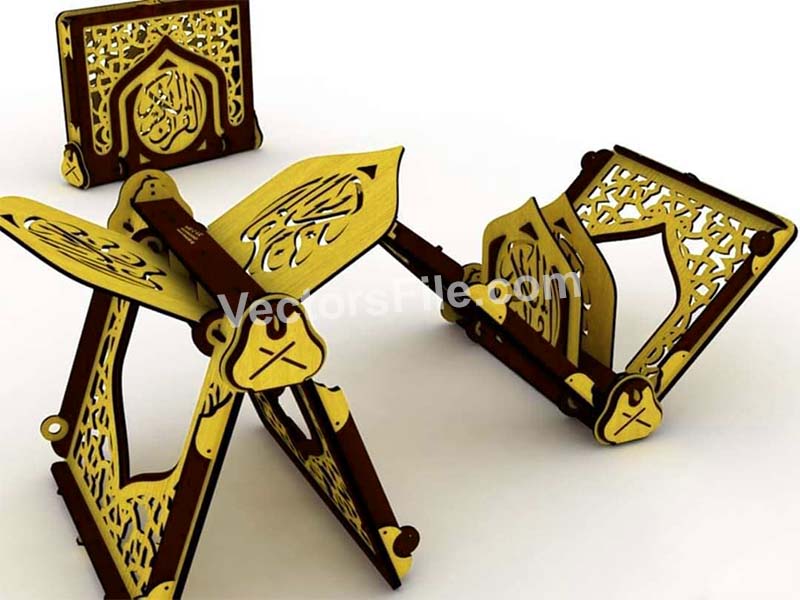 Laser Cut Quran Holder Wooden Holy Quran Stand