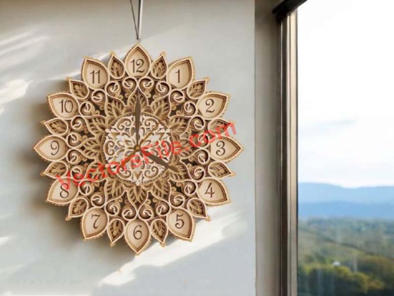 Laser Cut Layered Wall Clock Room Wall Art Decoration Ideas