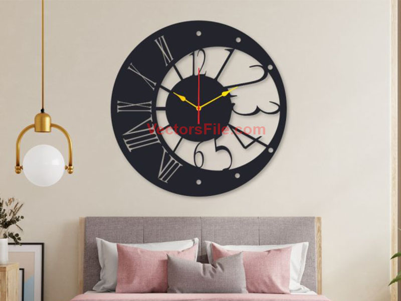 Laser Cut Decorative Wall Clock Wooden Home Decor Clock Idea