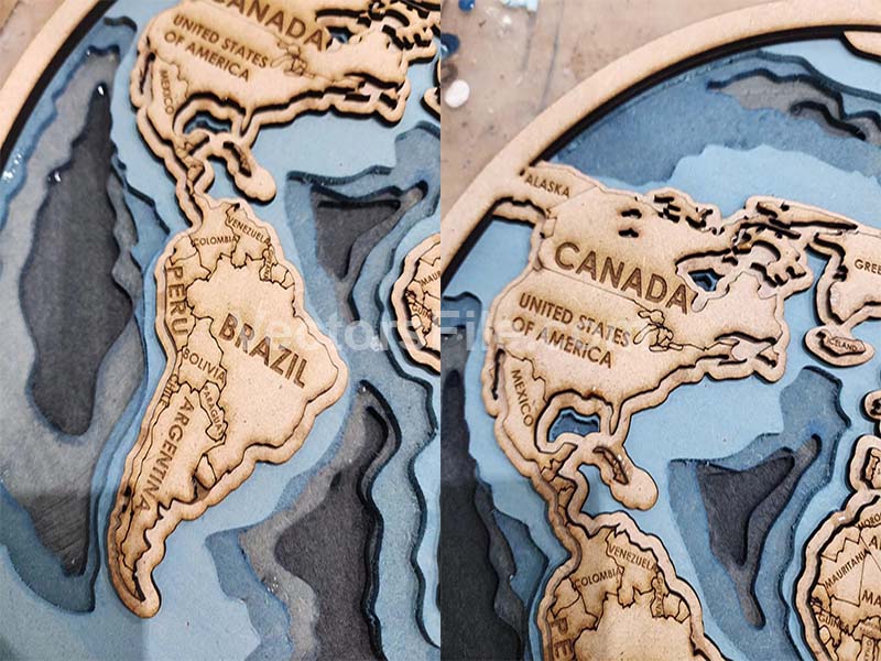 Laser Cut 3D World Map Multilayer Map Wall Art Frame
