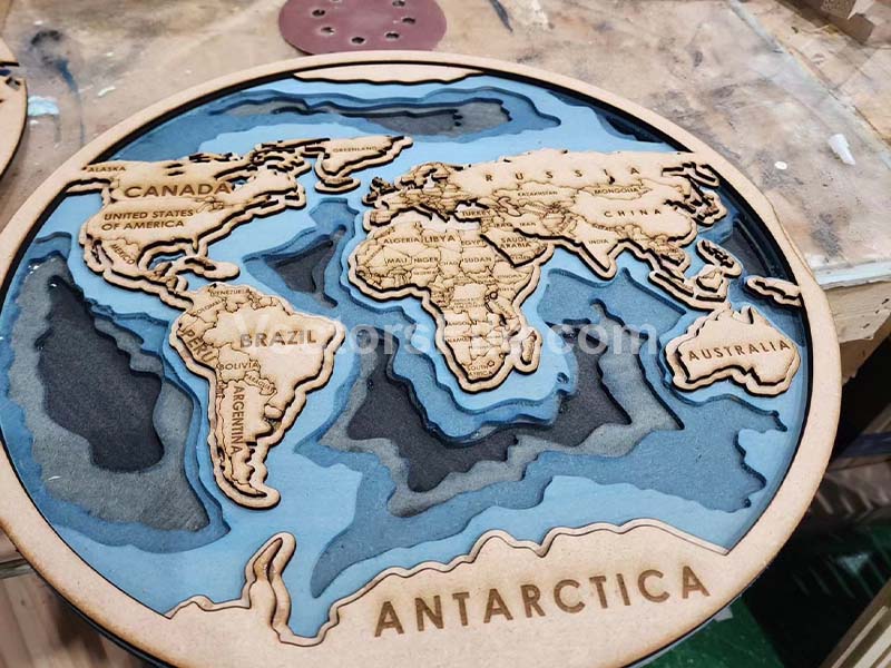 Laser Cut 3D World Map Multilayer Map Wall Art Frame