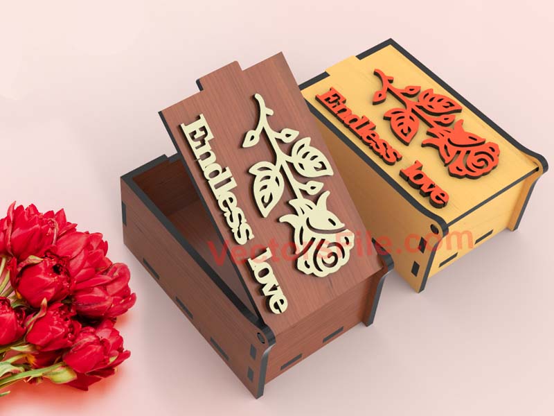 Laser Cut Endless Love Gift Box Design Wedding Ring Box