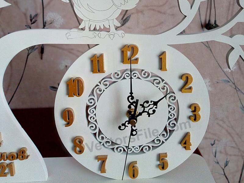 Laser Cut Owl Table Clock Wooden Clock Design