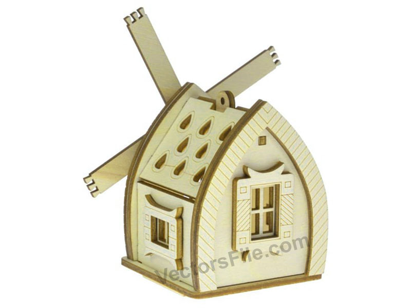 Laser Cut Wooden House for LED Candle Holder Decor Idea