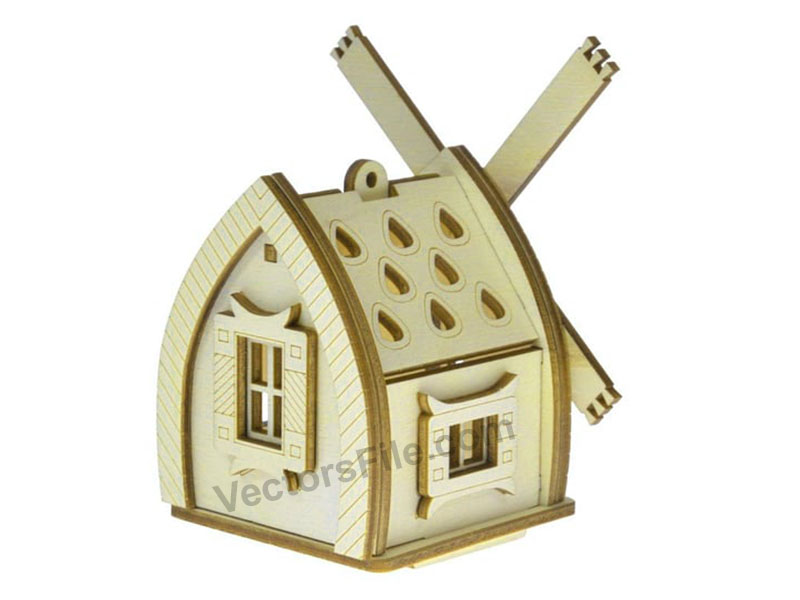 Laser Cut Wooden House for LED Candle Holder Decor Idea