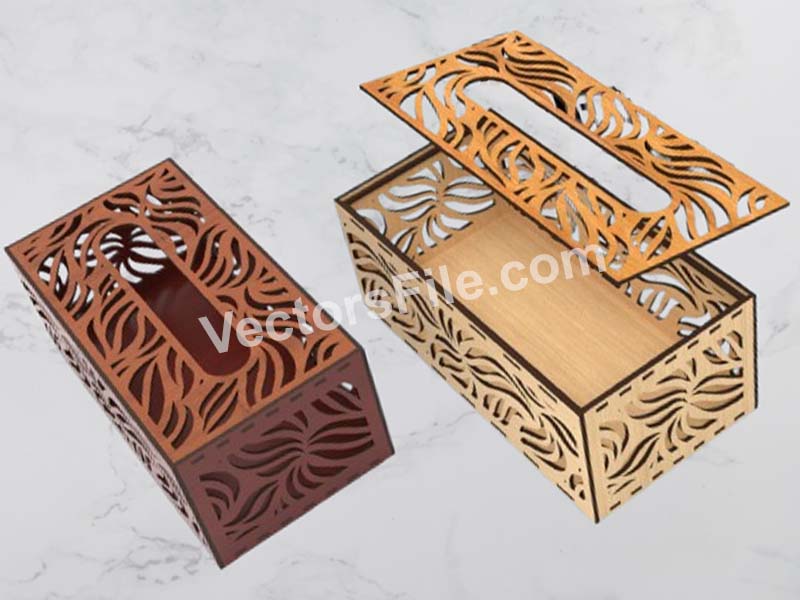 Laser Cut Tissue Box Wooden Napkin Holder Floral Pattern