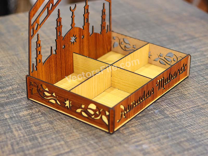 Laser Cut Wooden Ramadan Serving Gift Tray Template