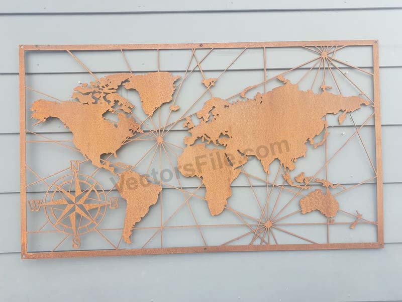Laser Cut World Map Wall Art Room Decoration Idea