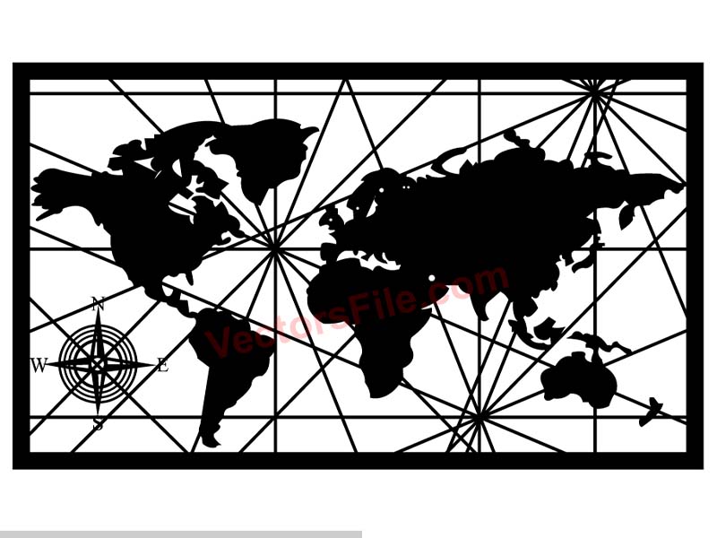 Laser Cut World Map Wall Art Room Decoration Idea