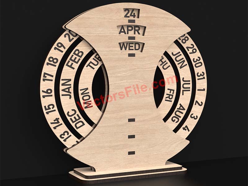 Laser Cut Wooden Perpetual Calendar with Rotating Rings