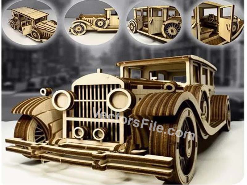 Laser Cut Cadillac Series 341 3D Wooden Puzzle Toy Model Kit