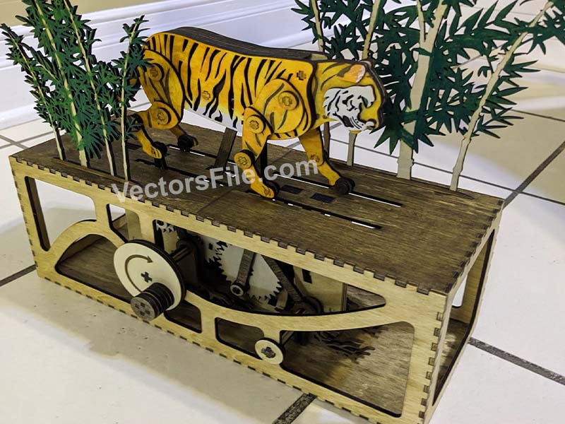 Laser Cut Mechanical Toy Walking Tiger 3D Model Puzzle Kit