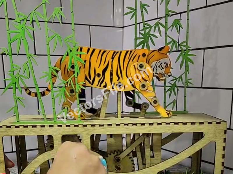 Laser Cut Mechanical Toy Walking Tiger 3D Model Puzzle Kit