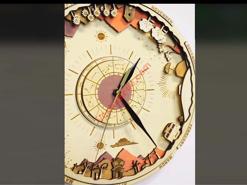 Wooden Multilayer Laser Cut Wall Clock Decorative Design