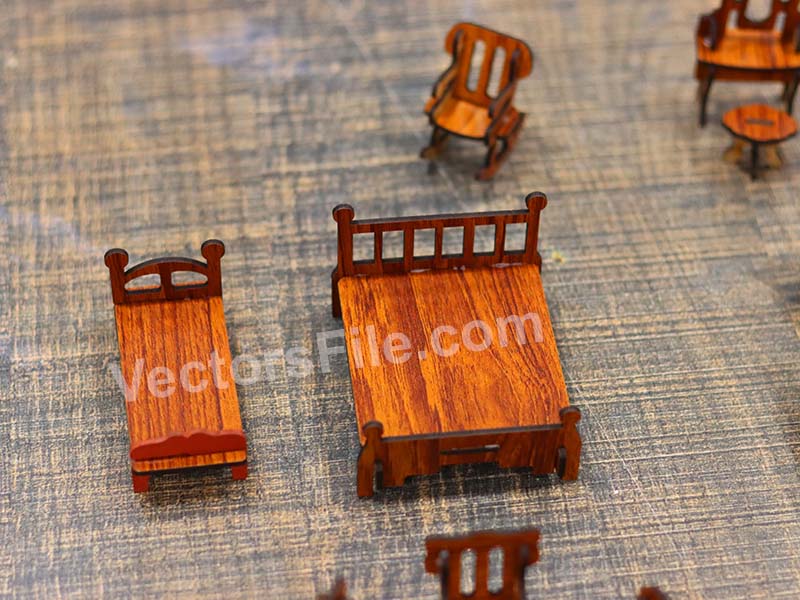 Laser Cut Dollhouse Furniture Set Miniature Toy Furniture