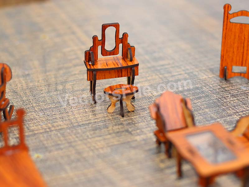 Laser Cut Dollhouse Furniture Set Miniature Toy Furniture