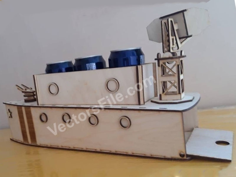 Laser Cut Ship 3D Puzzle Mini Soda Can Holder for 3 Cans Carrier