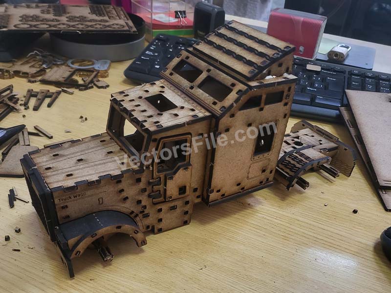 Laser Cut American Mechanical Truck 3D Puzzle Toy Model Kit