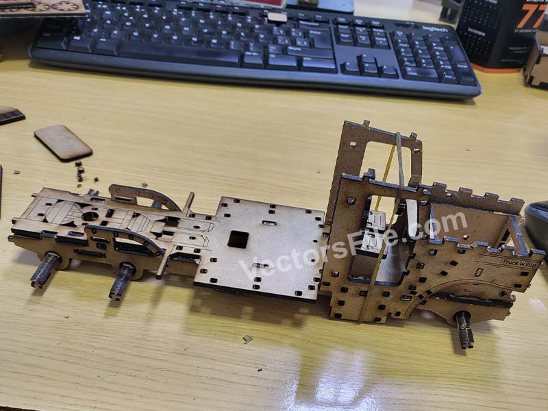 Laser Cut American Mechanical Truck 3D Puzzle Toy Model Kit