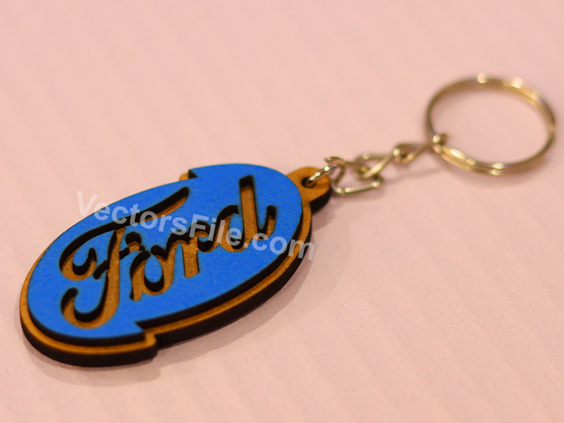 Laser Cut Ford Logo Vehicle Wooden Keychain Template