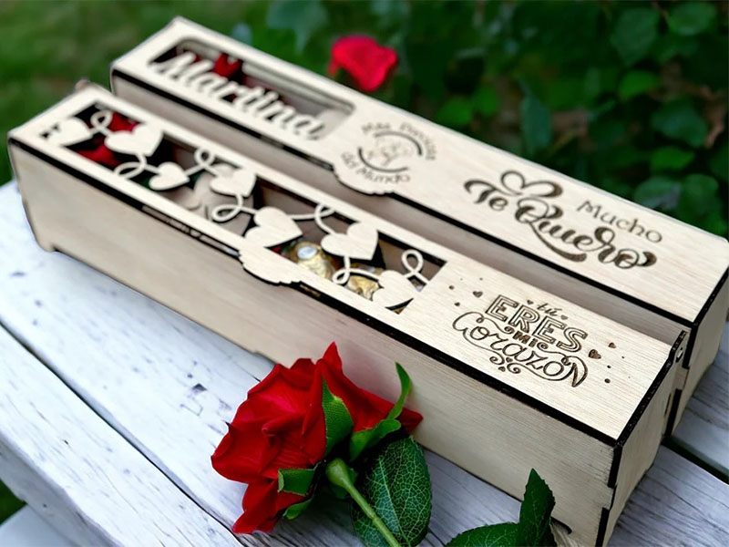 Laser Cut Personalized Rose Gift Box Design Valentines Day Box